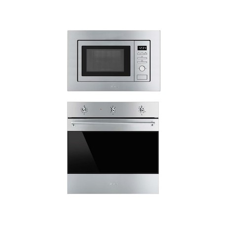 Combo horno a gas Smeg SF6302GVK capacidad 70 litros + microondas